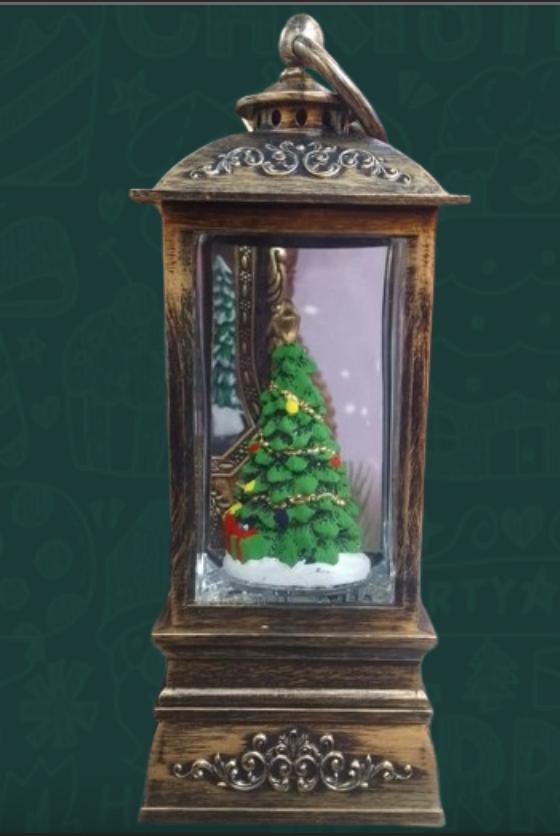 Miniatura 3 de farol de decoración navideña con árbol